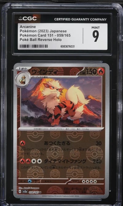 2023 Pokemon Japanese SV 151 Poke Ball Reverse Holo Arcanine #59 CGC 9 MINT