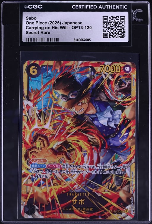 2025 One Piece Japanese Carrying On His Will SEC Sabo #OP13-120 CGC AUTH