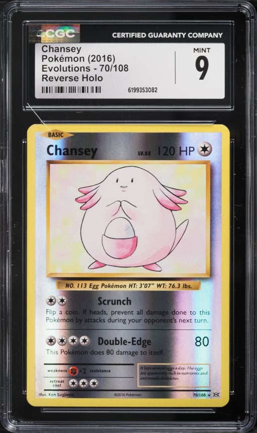 2016 Pokemon XY Evolutions Reverse Holo Chansey #70 CGC 9 MINT