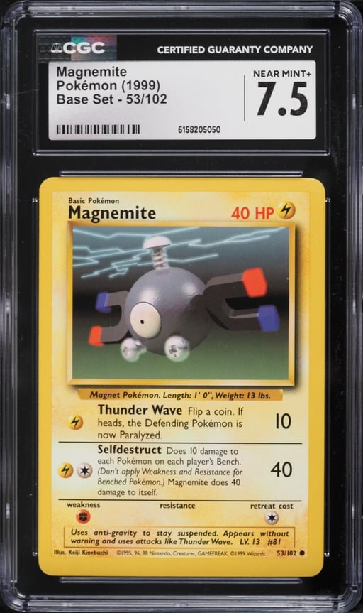 1999 Pokemon Base Set Magnemite #53 CGC 7.5 NRMT+