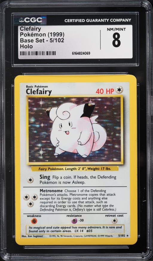 1999 Pokemon Base Set Holo Clefairy #5 CGC 8 NM-MT