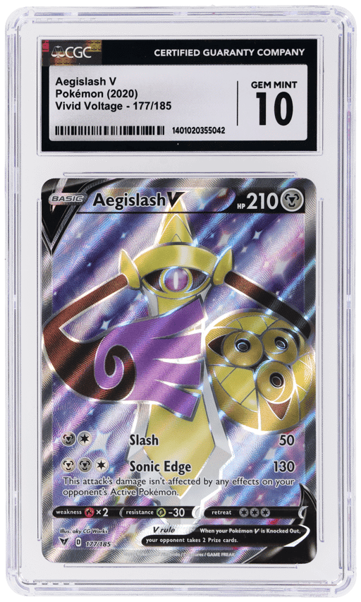 2020 Pokemon Sword and Shield Vivid Voltage Aegislash V #177 CGC 10