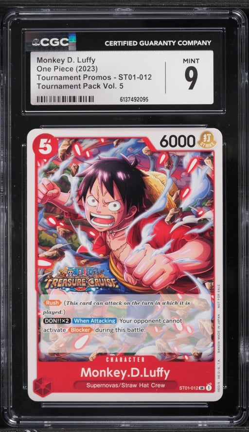 2023 One Piece Promo Tournament Pack Vol. 5 SR Monkey D. Luffy #ST01-012 CGC 9 MINT