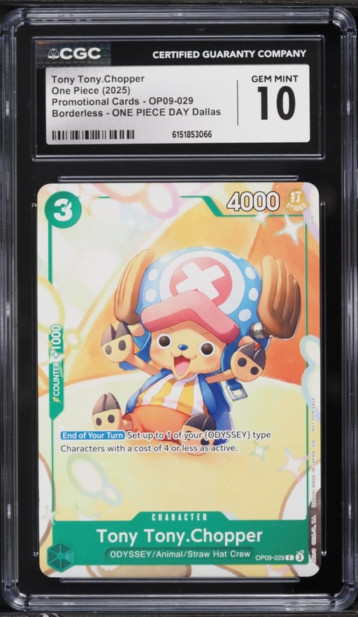 2025 One Piece Promo Borderless DAY Dallas Tony Tony.Chopper #OP09-029 CGC 10 GEM MINT