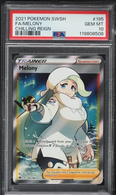2021 Pokemon Sword & Shield Chilling Reign Full Art Melony #195 PSA 10 GEM MINT