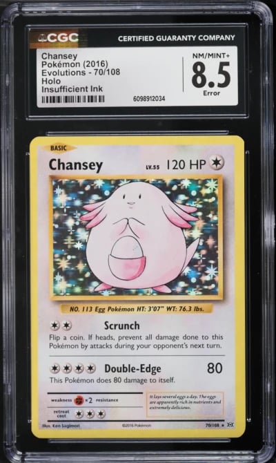 2016 Pokemon XY Evolutions Holo Chansey #70 CGC 8.5 NM-MT+