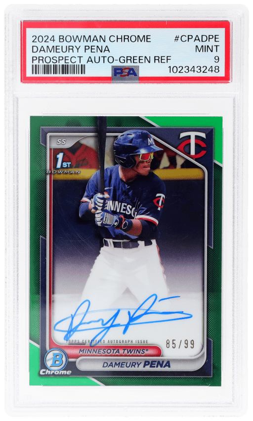2024 Bowman Chrome Prospect Autograph Green Refractor Dameury Pena #CPADPE 85/99 PSA 9