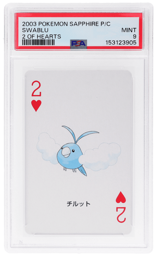 2003 Pokemon Sapphire Version Playing Cards 2 of Hearts Swablu PSA 9