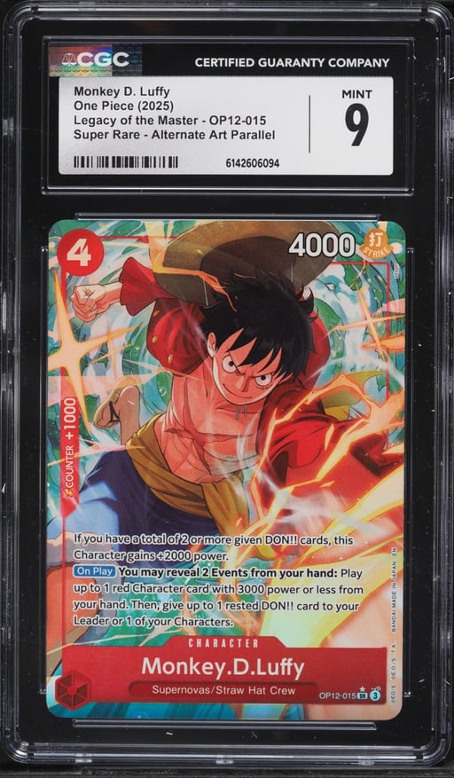 2025 One Piece Legacy Of The Master Alt Art Monkey D. Luffy #OP12-015 CGC 9 MINT