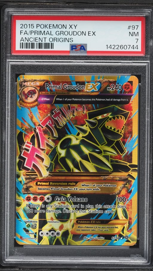 2015 Pokemon XY Ancient Origins Full Art Primal Groudon EX #97 PSA 7 NRMT