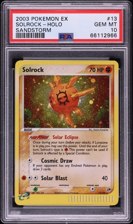 2003 Pokemon EX Sandstorm Holo Solrock #13 PSA 10 GEM MINT