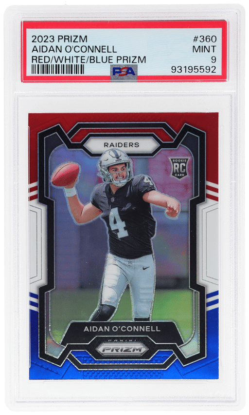 2023 Panini Prizm Red White and Blue Prizm Aidan O'Connell #360 PSA 9