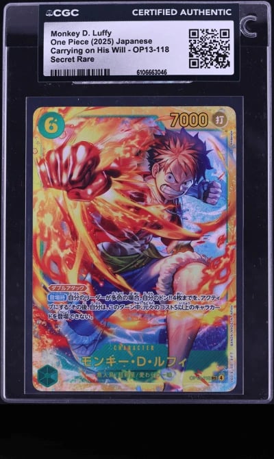 2025 One Piece Carrying On His Will SEC Monkey D. Luffy #OP13-118 CGC AUTH