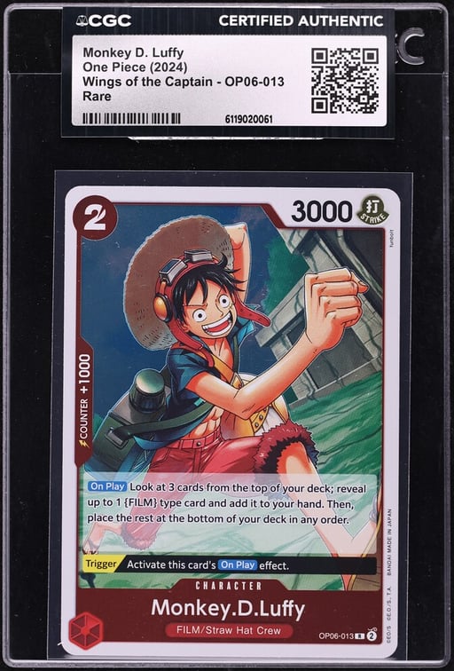 2024 One Piece Wings Of The Captain Monkey D. Luffy #OP06-013 CGC AUTH