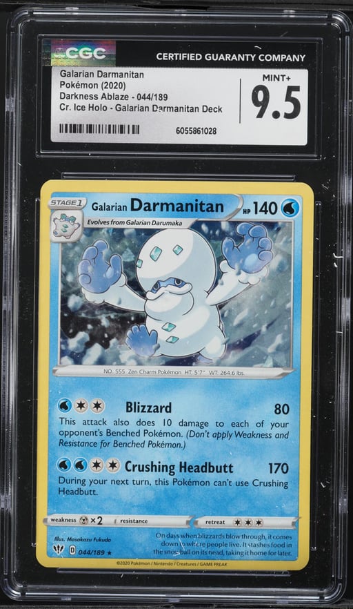 2020 Pokemon SWSH Darkness Ablaze Cracked Ice Holo Galarian Darmanitan #44 CGC 9.5 MINT+