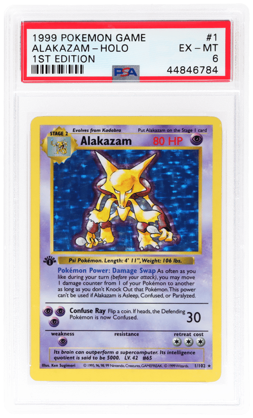 1999 Pokemon Base Set 1st Edition Holo Alakazam #1 PSA 6