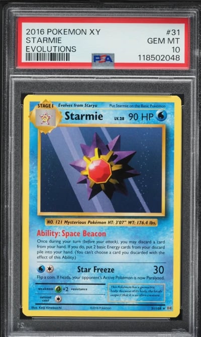 2016 Pokemon XY Evolutions Starmie #31 PSA 10 GEM MINT