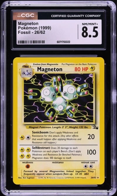 1999 Pokemon Fossil Magneton #26 CGC 8.5 NM-MT+