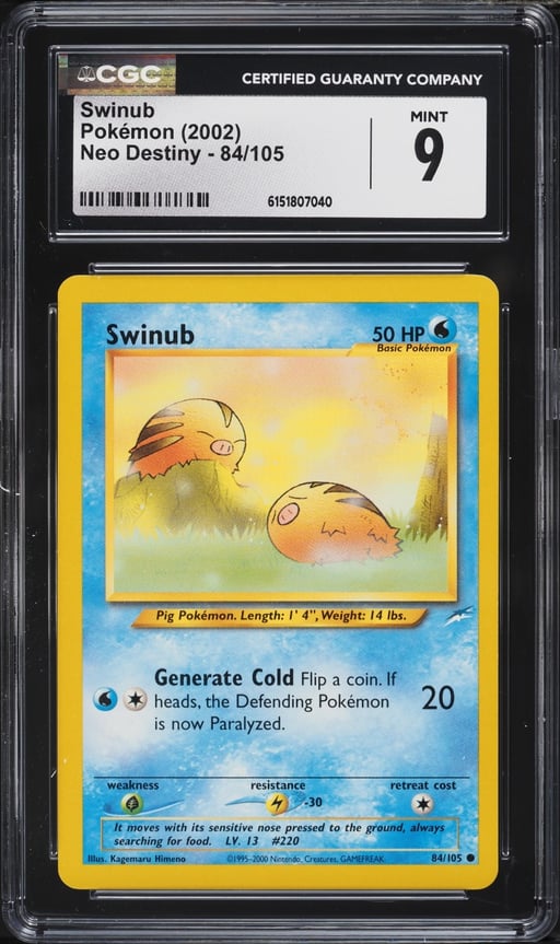 2002 Pokemon Neo Destiny Swinub #84 CGC 9 MINT