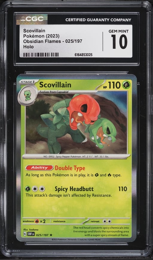 2023 Pokemon Scarlet & Violet Obsidian Flames Holo Scovillain #25 CGC 10 GEM MINT