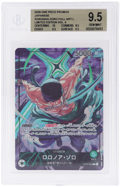 2026 One Piece Card Game Promos Limited Edition Volume 4 Japanese Full Art Roronoa Zoro #OP12-020 BGS 9.5
