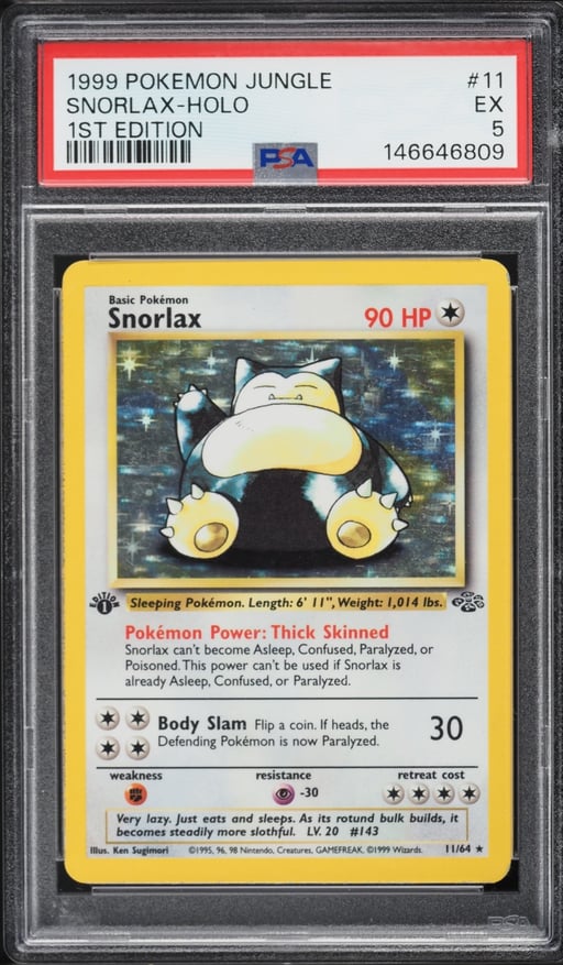 1999 Pokemon Jungle 1st Edition Holo Snorlax #11 PSA 5 EX