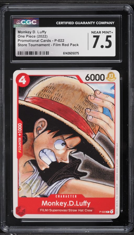 2022 One Piece Promo Cards Store Tournament Film Red Pack Monkey D. Luffy #P-22 CGC 7.5 NRMT+