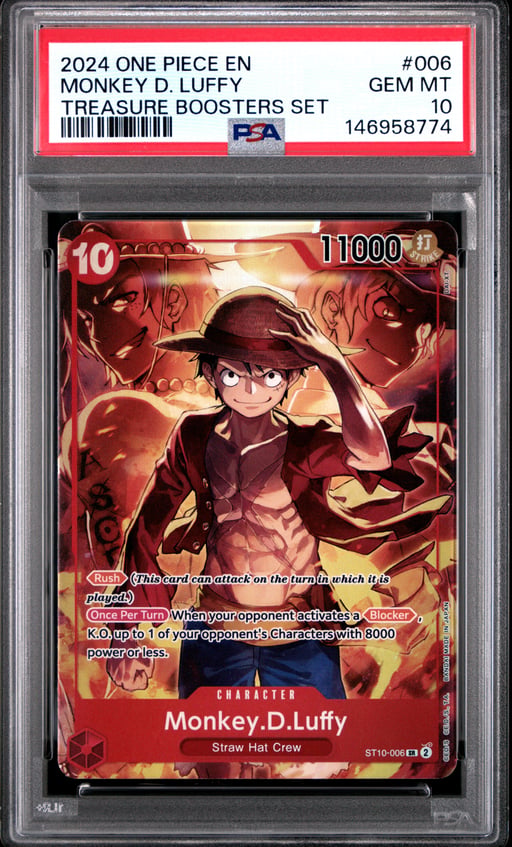 2024 ONE PIECE PROMOS 006 MONKEY D. LUFFY TREASURE BOOSTERS SET PSA 10