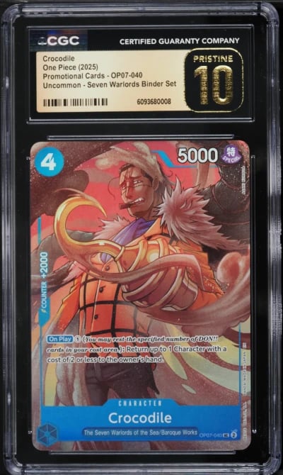 2025 One Piece Promo Seven Warlords Binder Set Crocodile #OP07-040 CGC 10 PRISTINE