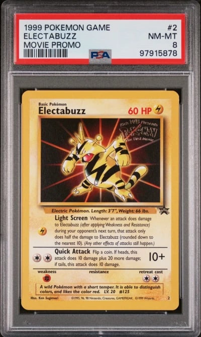 1999 POKEMON GAME MOVIE PROMO #2 ELECTABUZZ PSA 8