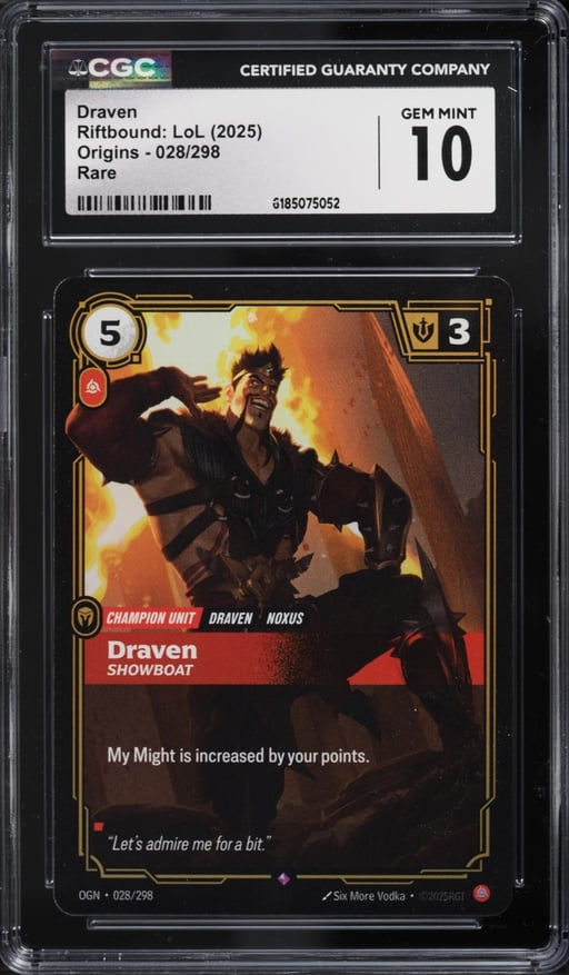 2025 Riftbound League Of Legends LoL Origins Draven #028 CGC 10 GEM MINT