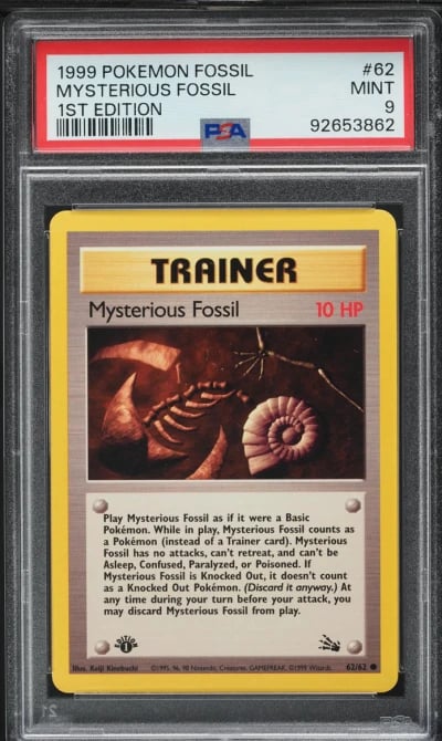 1999 Pokemon Fossil 1st Edition Mysterious Fossil #62 PSA 9 MINT