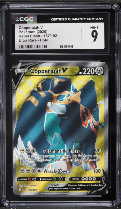 2020 Pokemon Sword & Shield Rebel Clash Full Art Copperajah V #187 CGC 9 MINT