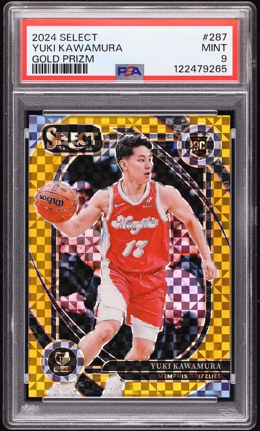 2024 Select Courtside Gold Prizm Yuki Kawamura ROOKIE /10 #287 PSA 9 MINT