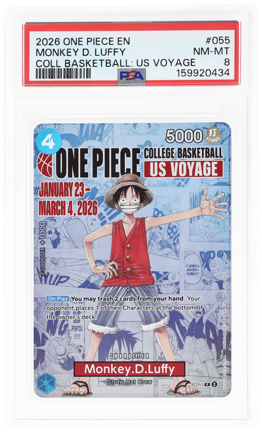 2026 One Piece Promo College Basketball US Voyage Monkey D. Luffy #P-055 PSA 8
