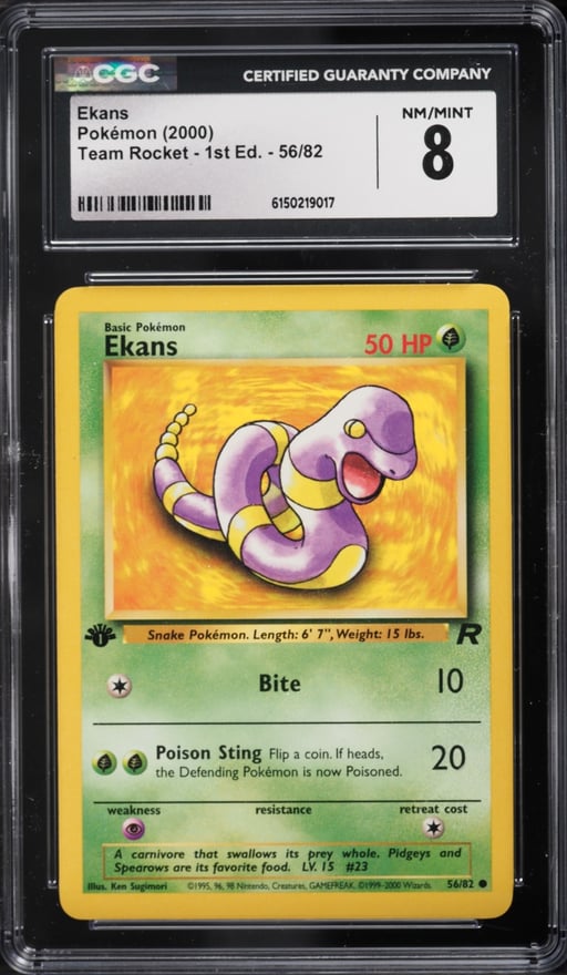 2000 Pokemon Team Rocket 1st Edition Ekans #56 CGC 8 NM-MT