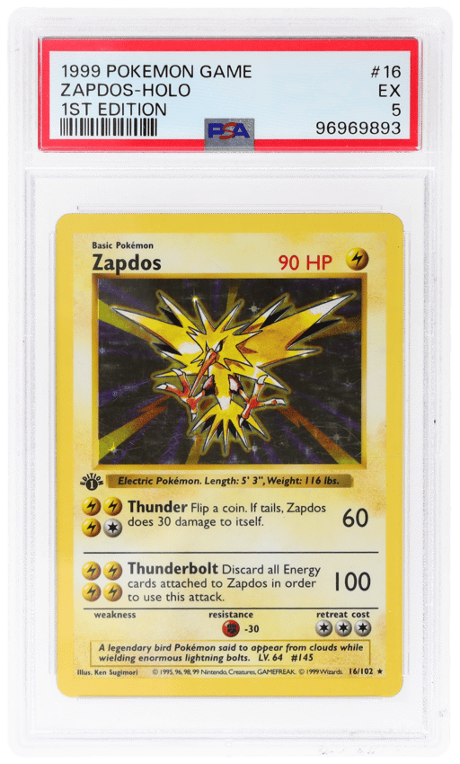 1999 Pokemon Base Set 1st Edition Holo Zapdos #16 PSA 5