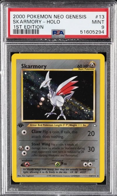 2000 POKEMON NEO GENESIS 1ST ED #13 SKARMORY-HOLO PSA 9