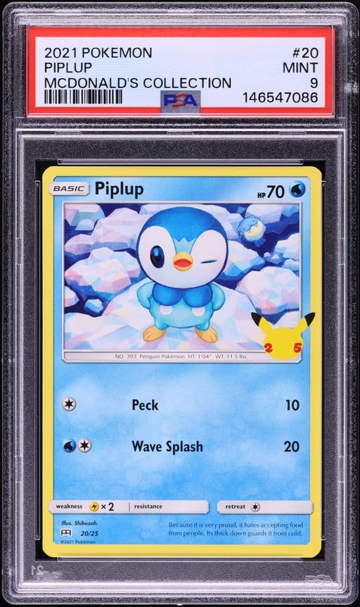 2021 Pokemon Sword & Shield Mcdonald's Collection Piplup #20 PSA 9 MINT