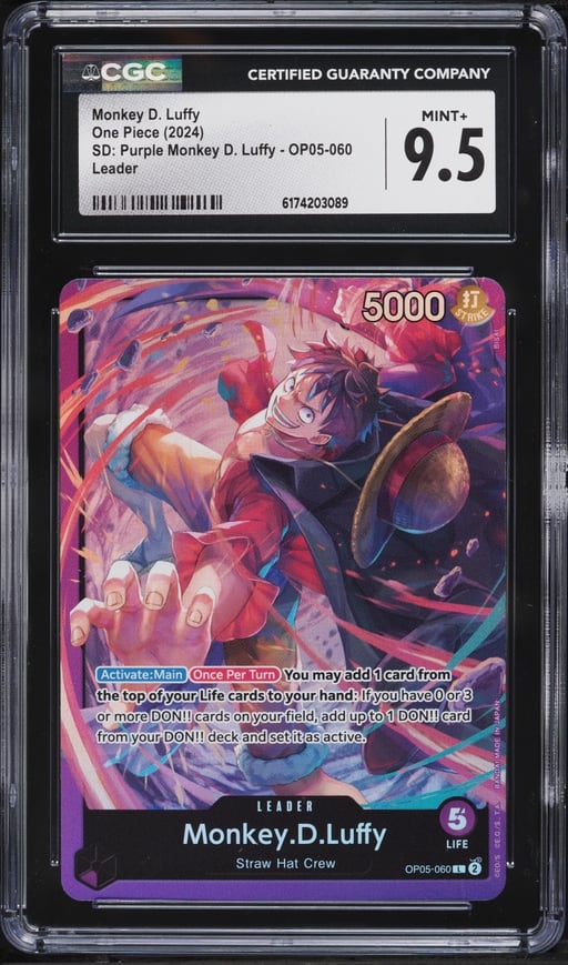 2024 One Piece Starter Deck Purple Leader Monkey D. Luffy #OP05-060 CGC 9.5 MINT+