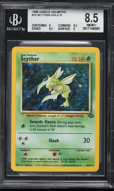 1999 Pokemon Jungle Holo Scyther #10 BGS 8.5 NM-MT+