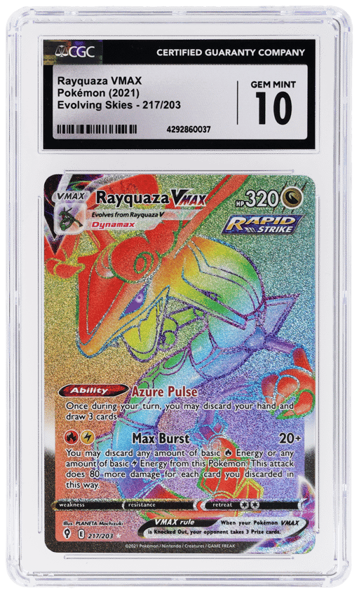 2021 Pokemon Sword and Shield Evolving Skies Secret Rare Rayquaza Vmax #217 CGC 10