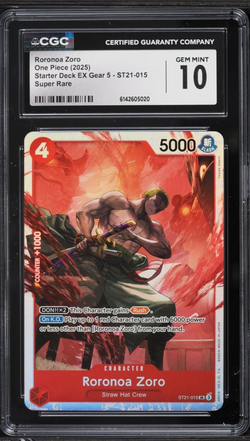 2025 One Piece Starter Deck EX Gear 5 SR Roronoa Zoro #ST21-015 CGC 10 GEM MINT