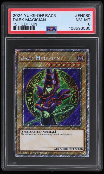 2024 Yu-Gi-Oh Quarter Century Bonanza 1st Edition Dark Magician #RA03-EN080 PSA 8