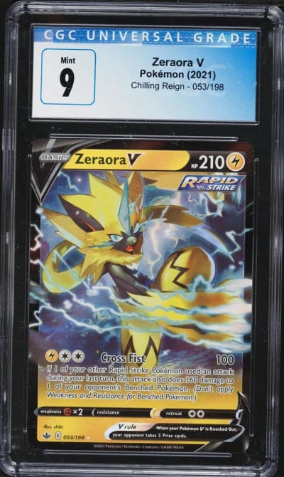 2021 Pokemon Sword & Shield Chilling Reign Zeraora V #53 CGC 9 MINT