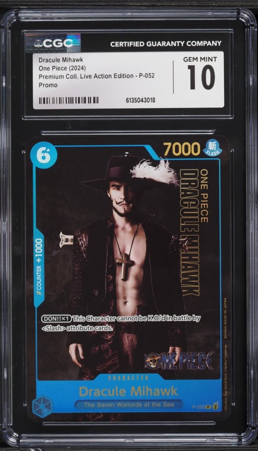 2024 One Piece Promo Premium Live Action Edition Dracule Mihawk #P-052 CGC 10 GEM MINT