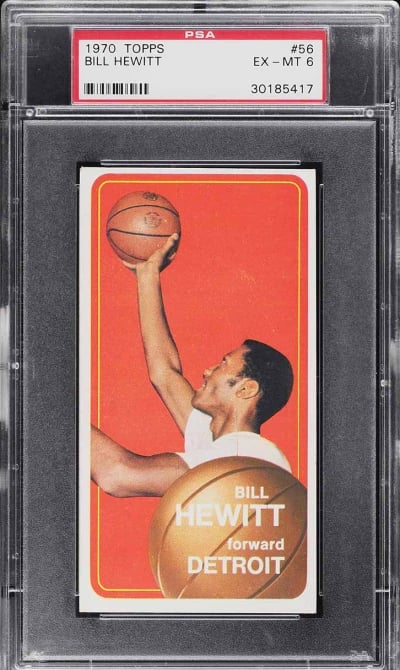Bill Hewitt, 1970 Topps #56, Detroit, in a PSA EX-MT 6 slab