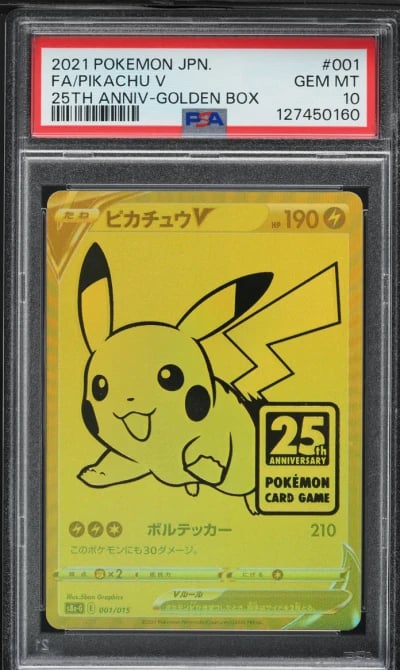 2021 Pokemon Japanese SWSH 25th Anniv. Promo Golden Full Art Pikachu V #1 PSA 10
