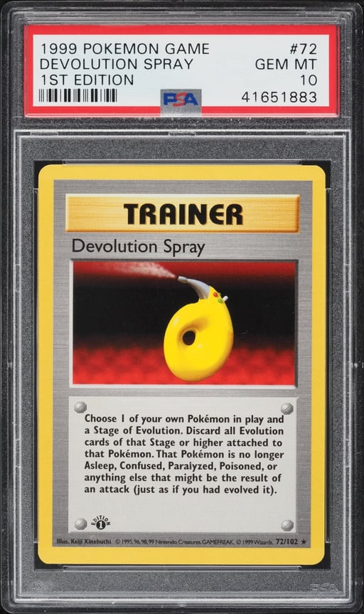 1999 Pokemon Base Set Shadowless 1st Edition Devolution Spray #72 PSA 10 GEM MINT