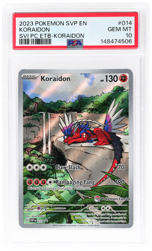 2023 Pokemon Scarlet and Violet Black Star Promo Pokemon Center Elite Trainer Box Koraidon #014 PSA 10